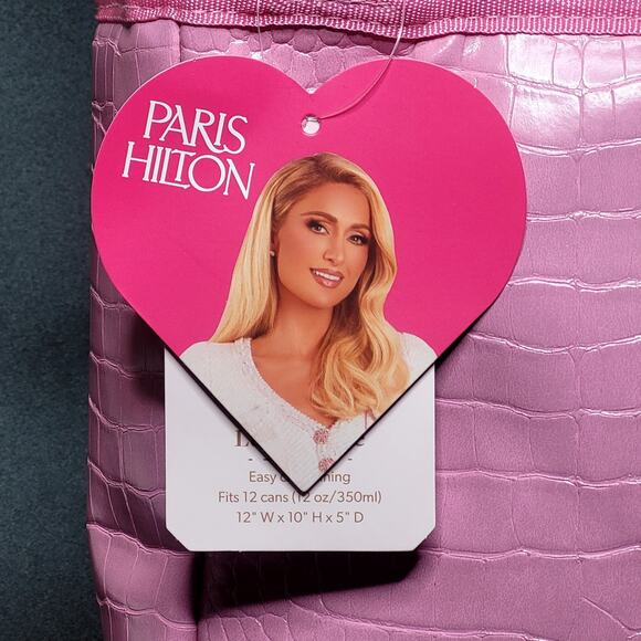 Paris Hilton Pink Faux Croc Zippered Insulated Lunch Bag Tote 12 X 10‎ X 5 NWT - Picture 3 of 11
